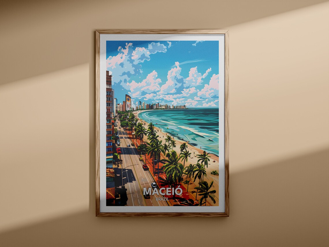 Maceio Brazil Beach Promenade City Skyline Travel Art Poster - Image 3