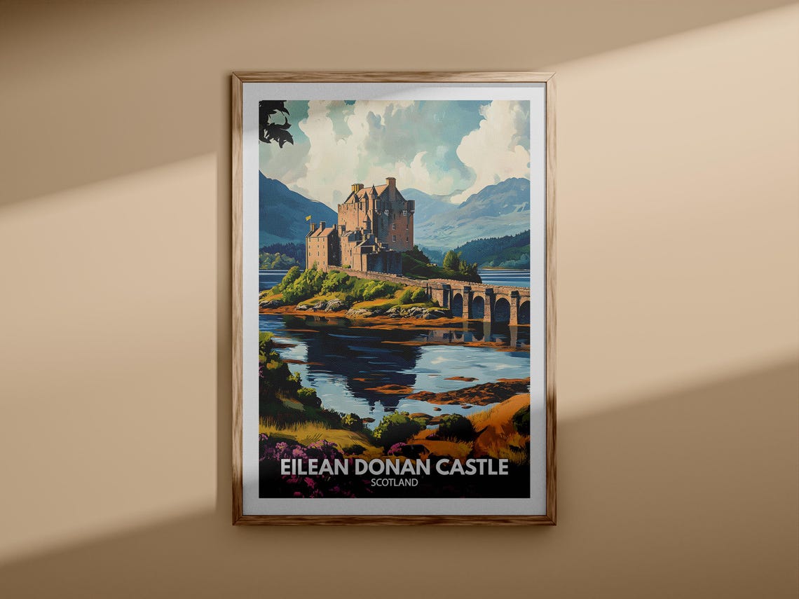 Eilean Donan Castle Scotland Highland Loch Vintage Travel Poster - Image 3