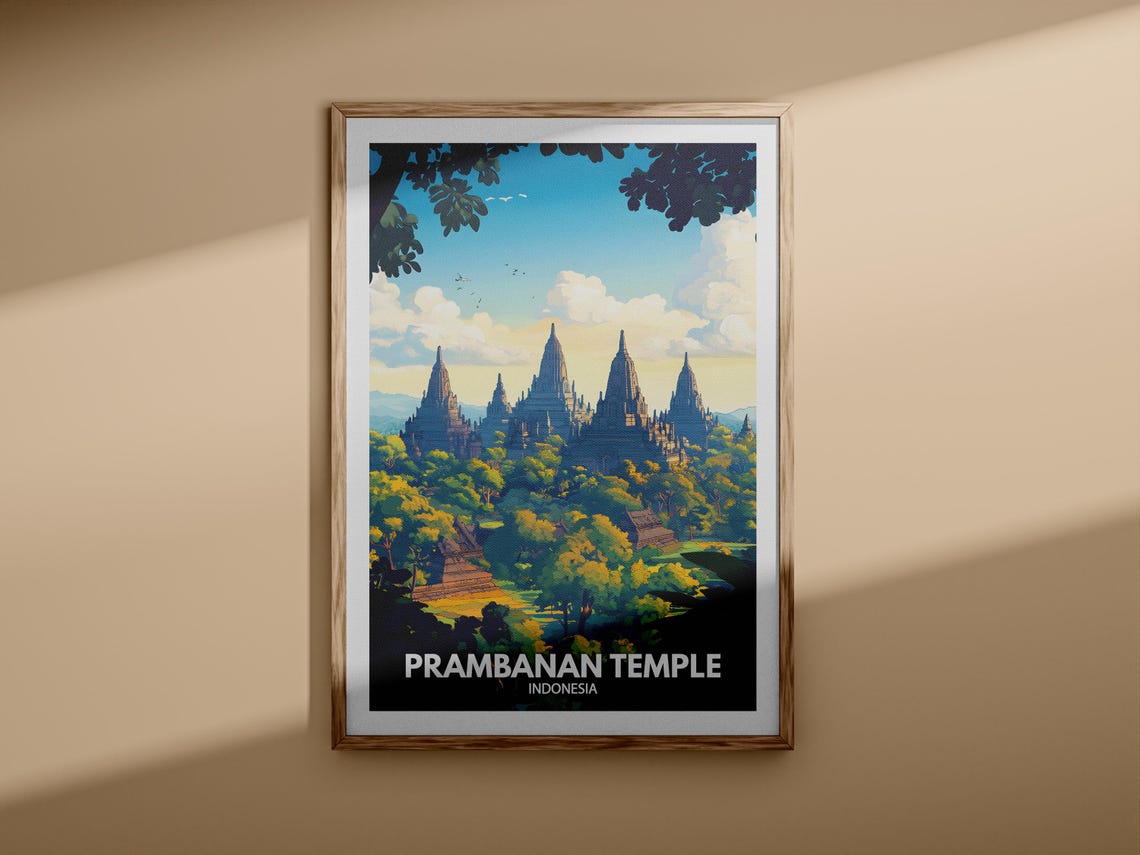 Prambanan Temple Indonesia Hindu Spires Jungle Dawn View Travel Poster - Image 3