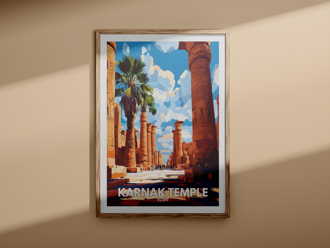 Karnak Temple Egypt Ancient Column Hall Ruins Vintage Travel Poster - Image 3
