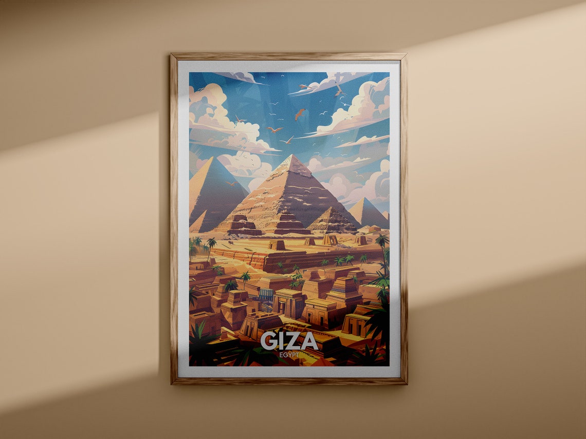 Giza Egypt Pyramids Ancient Desert Oasis Vintage Travel Poster - Image 3
