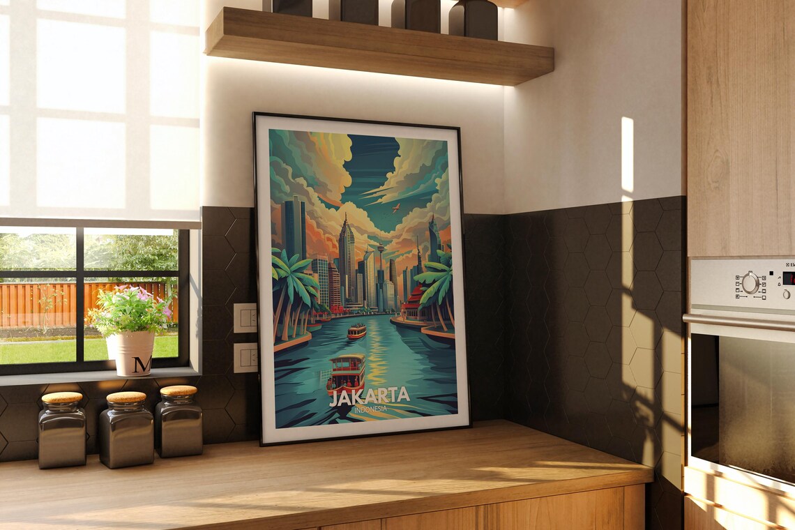 Jakarta Print Jakarta Travel Poster Indonesia Wall Art Print Indonesia Home Decor Travel Wall Art Decor Unique City Poster - Image 2