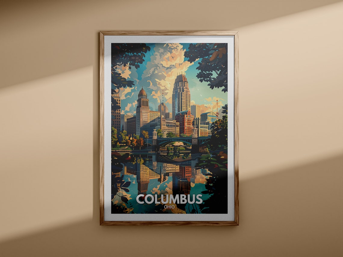 Columbus Print Columbus Travel Poster Ohio Wall Art Print United States Travel Home Decor Usa City Poster - Image 3