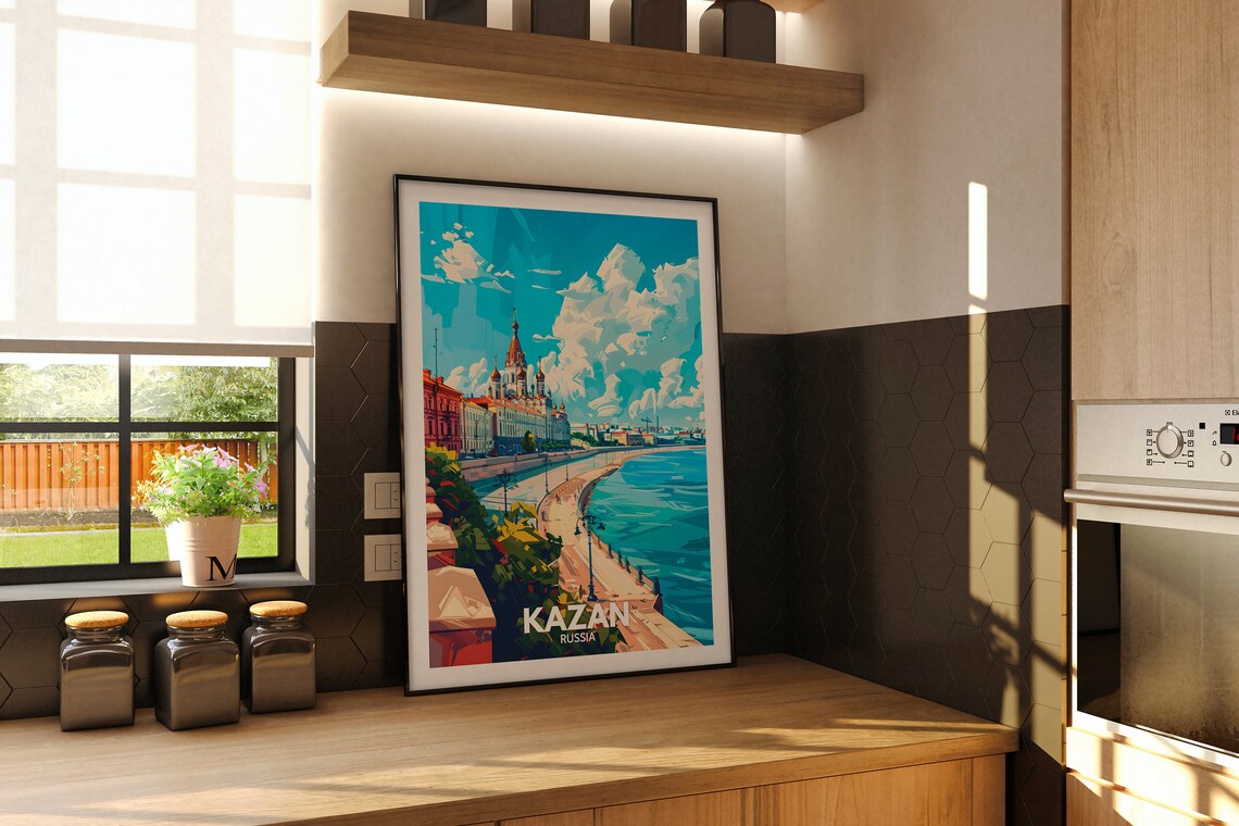 Kazan Russia Riverfront Promenade Golden Domes Vista Scene Poster - Image 2