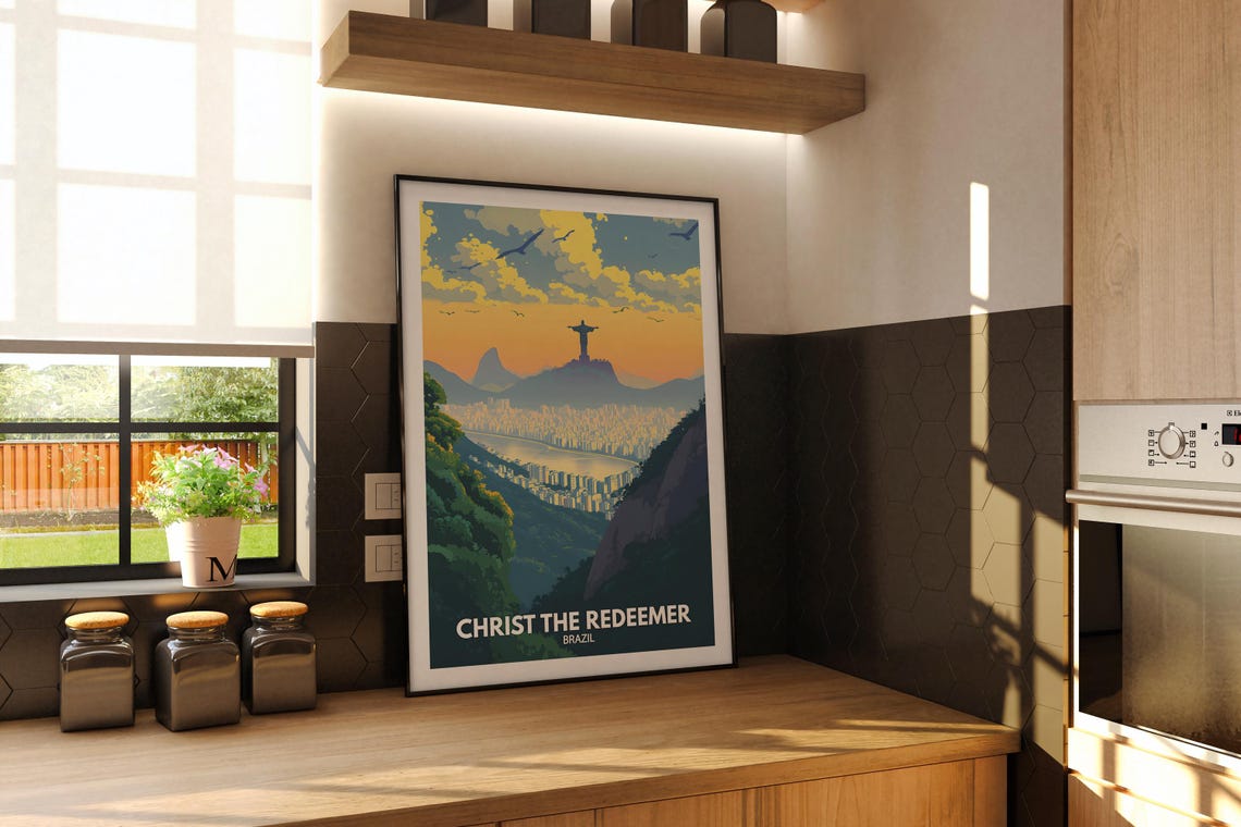 Christ The Redeemer Print Christ The Redeemer Travel Poster Brazil Wall Art Print Brazil Home Decor Travel Poster Unique City Print - Image 2