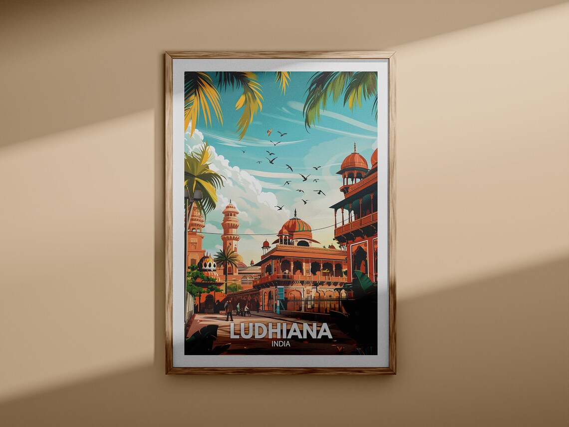 Ludhiana India Punjab Domes Minarets Old City Street Travel Poster - Image 3
