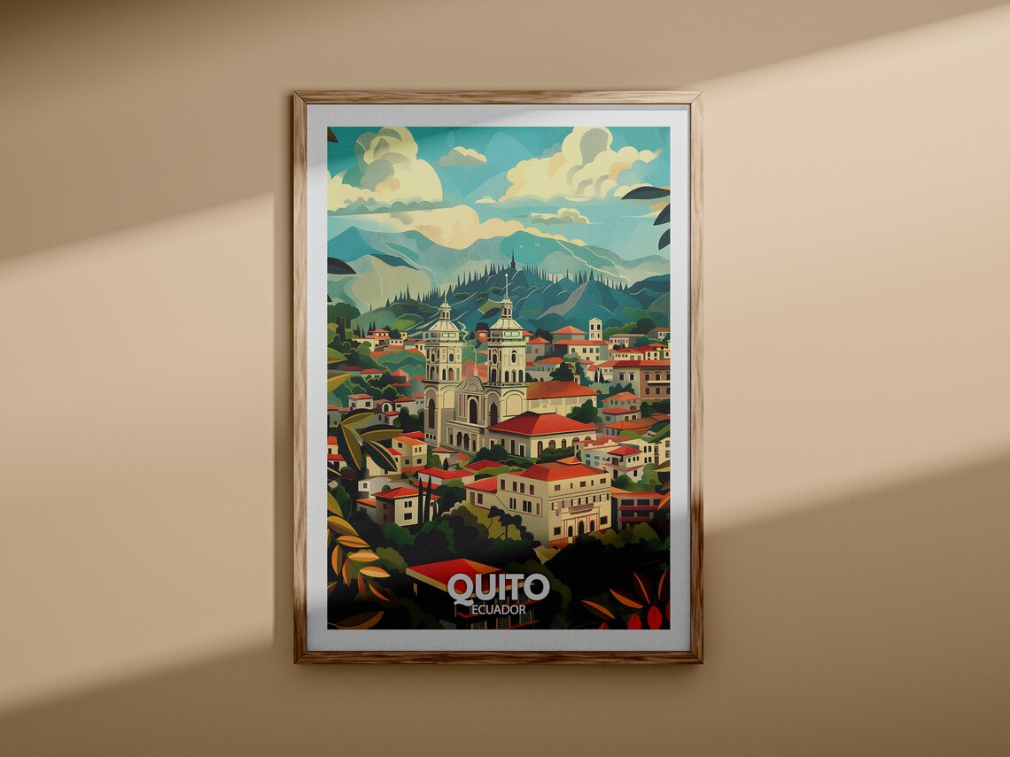 Quito Ecuador Colonial Old Town Andes Mountains Travel Poster - Image 3
