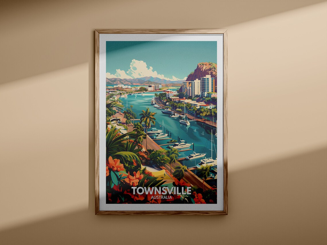 Townsville Australia Marina Boats Harbor Headland Tropical Travel Poster - Image 3