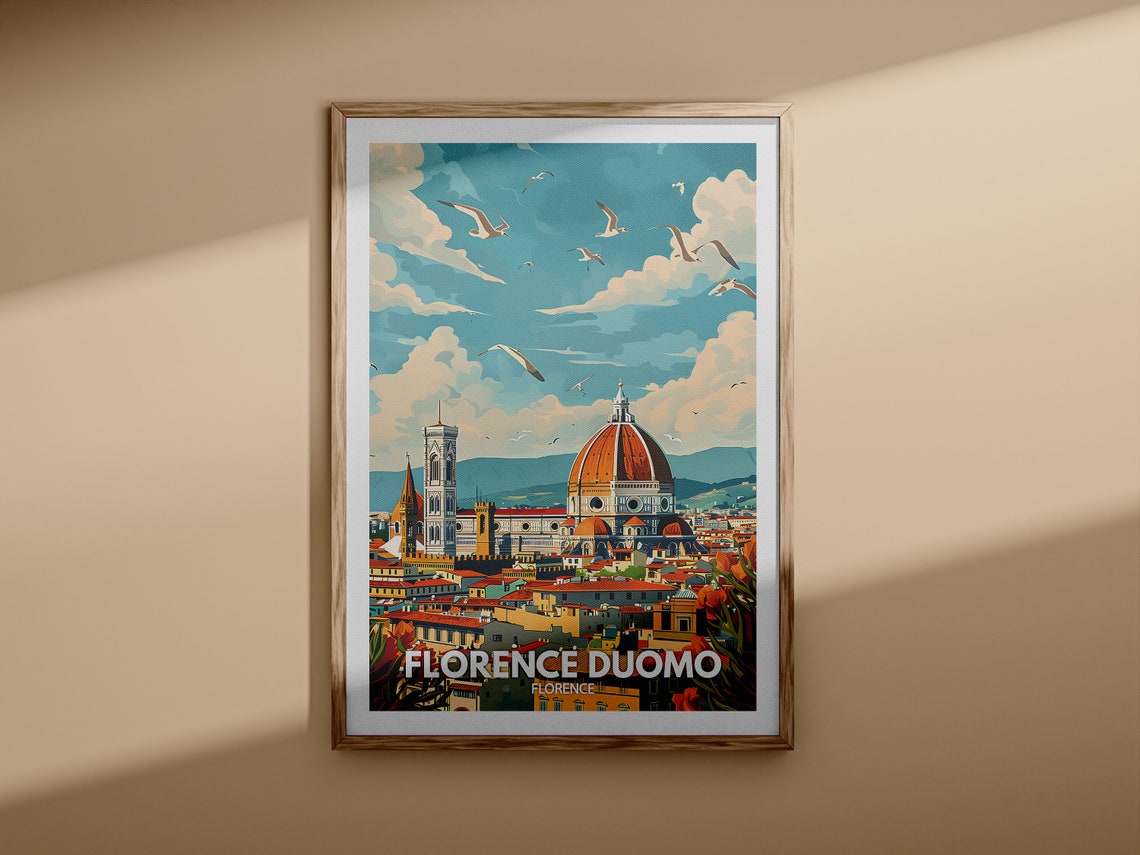 Florence Duomo Cathedral Terracotta Skyline Vintage Travel Poster - Image 3