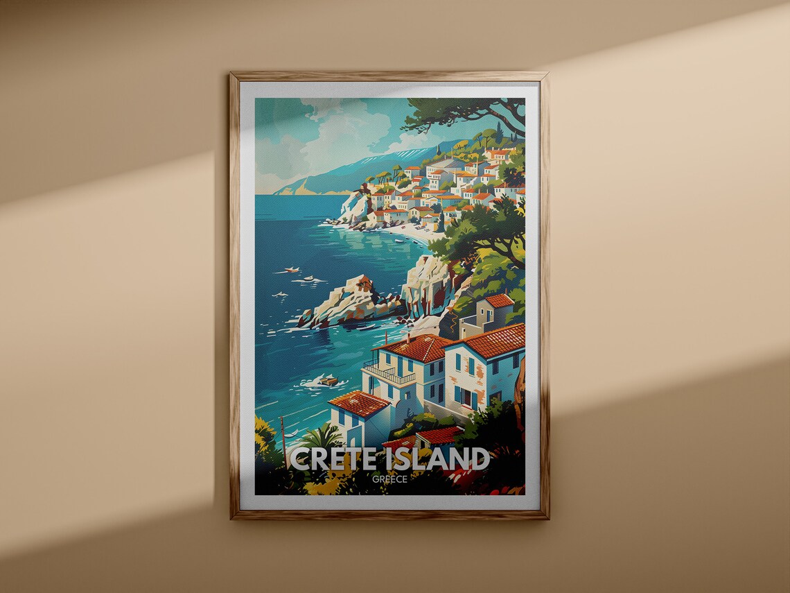 Crete Island Greece Coastal Village Seaside Travel Poster Art - Image 3