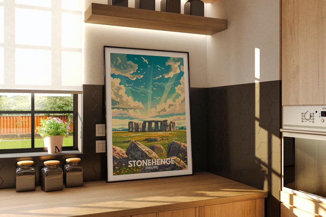 Stonehenge England Sunbeam Prehistoric Monument Travel Poster - Image 2