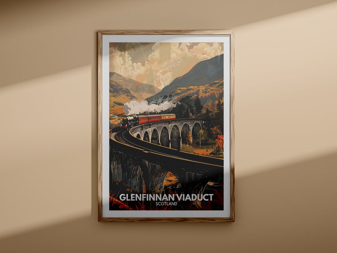 Glenfinnan Viaduct Scotland Steam Train Bridge View Travel Poster - Image 3