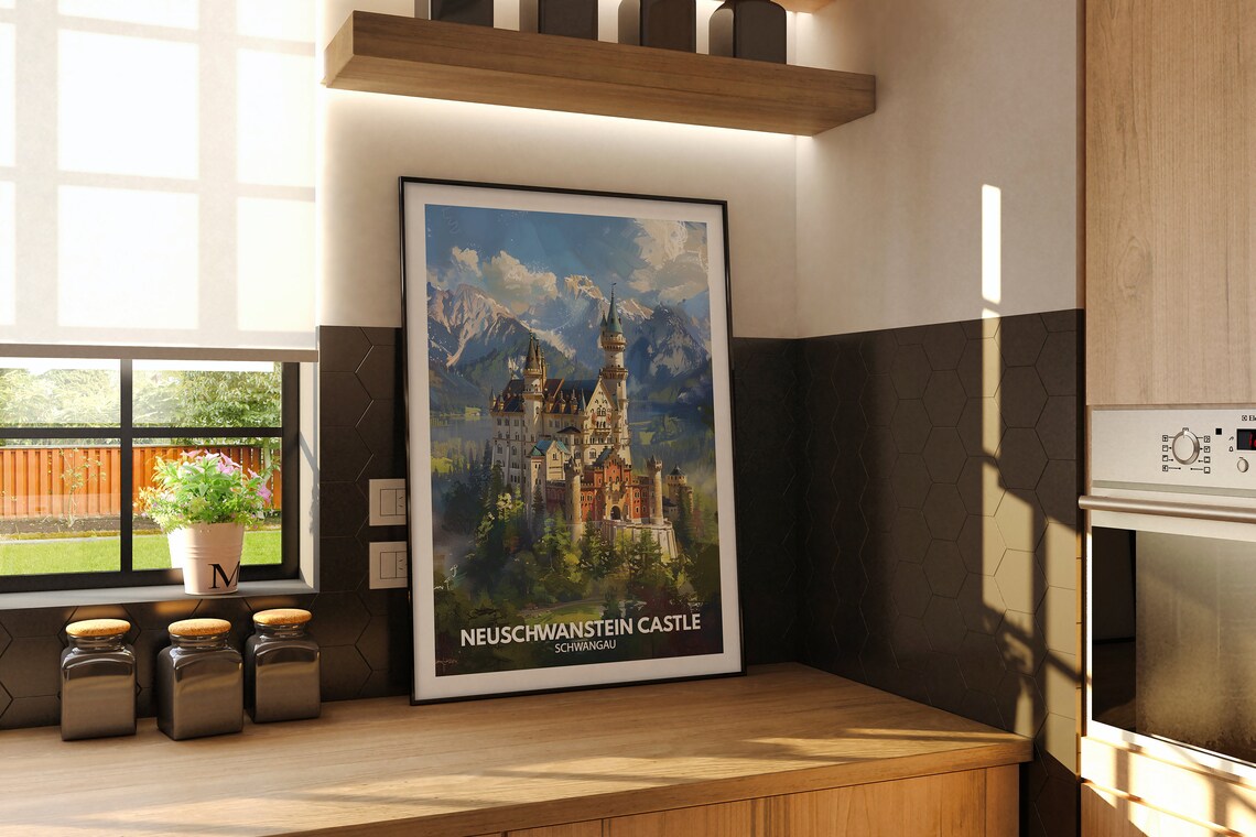 Neuschwanstein Castle Schwangau Fairytale Retro Travel Poster - Image 2