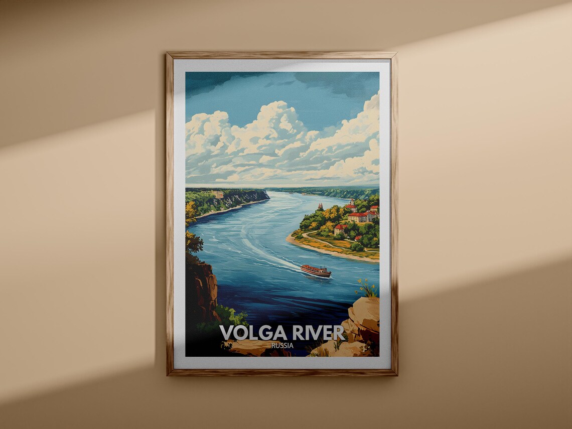 Volga River Russia Riverside Boat Vintage Travel Poster Artwork - Image 3