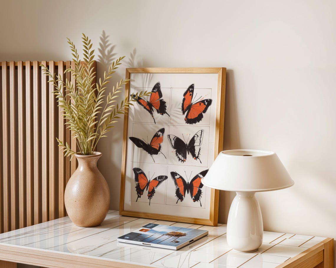 Vintage Butterfly Print Insect Wall Art Botanical Illustration Nature Poster Entomology Decor Scientific Drawing Rustic Home Decor - Image 2