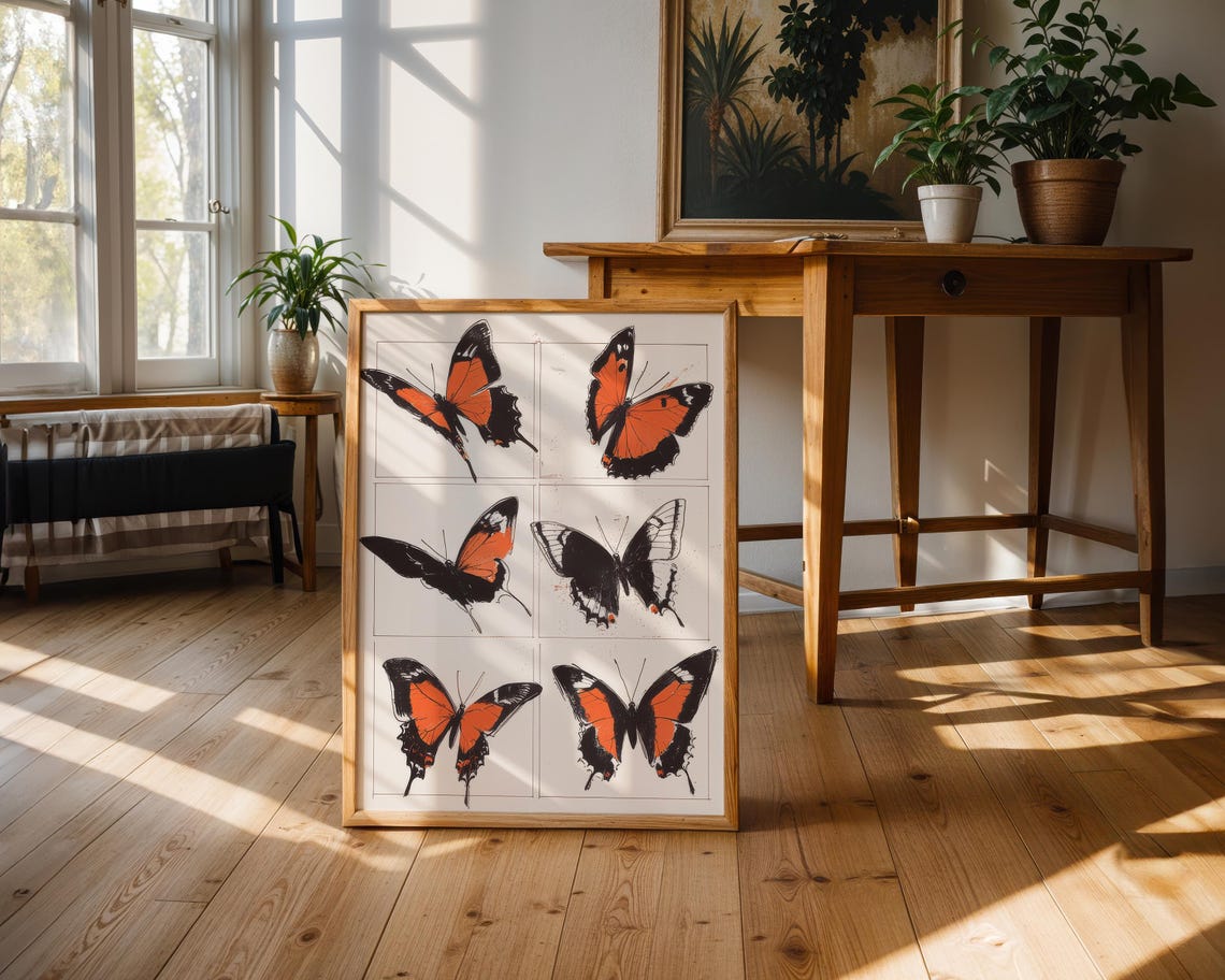 Vintage Butterfly Print Insect Wall Art Botanical Illustration Nature Poster Entomology Decor Scientific Drawing Rustic Home Decor - Image 4