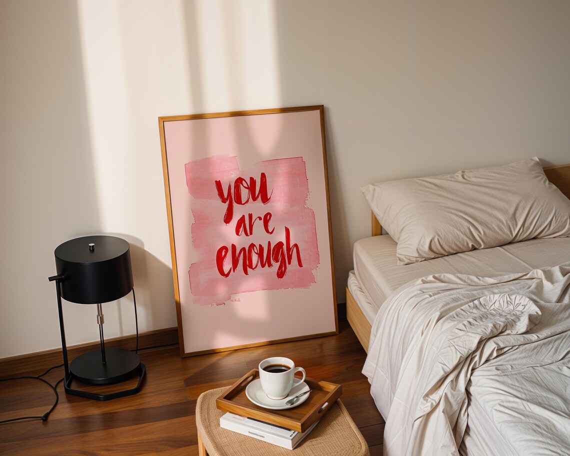 You Are Enough Motivational Quote Trendy Wall Art Print Positive Quote Typography Large Living Room Wall Art - Image 3