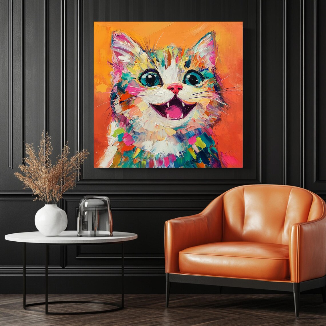 Colorful Cat Portrait, Minimalist Art Print - Image 3