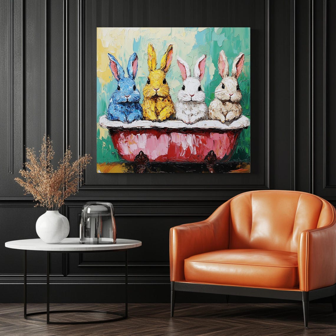 Rabbit Bathroom Decor, Vintage Animal Art Print - Image 3