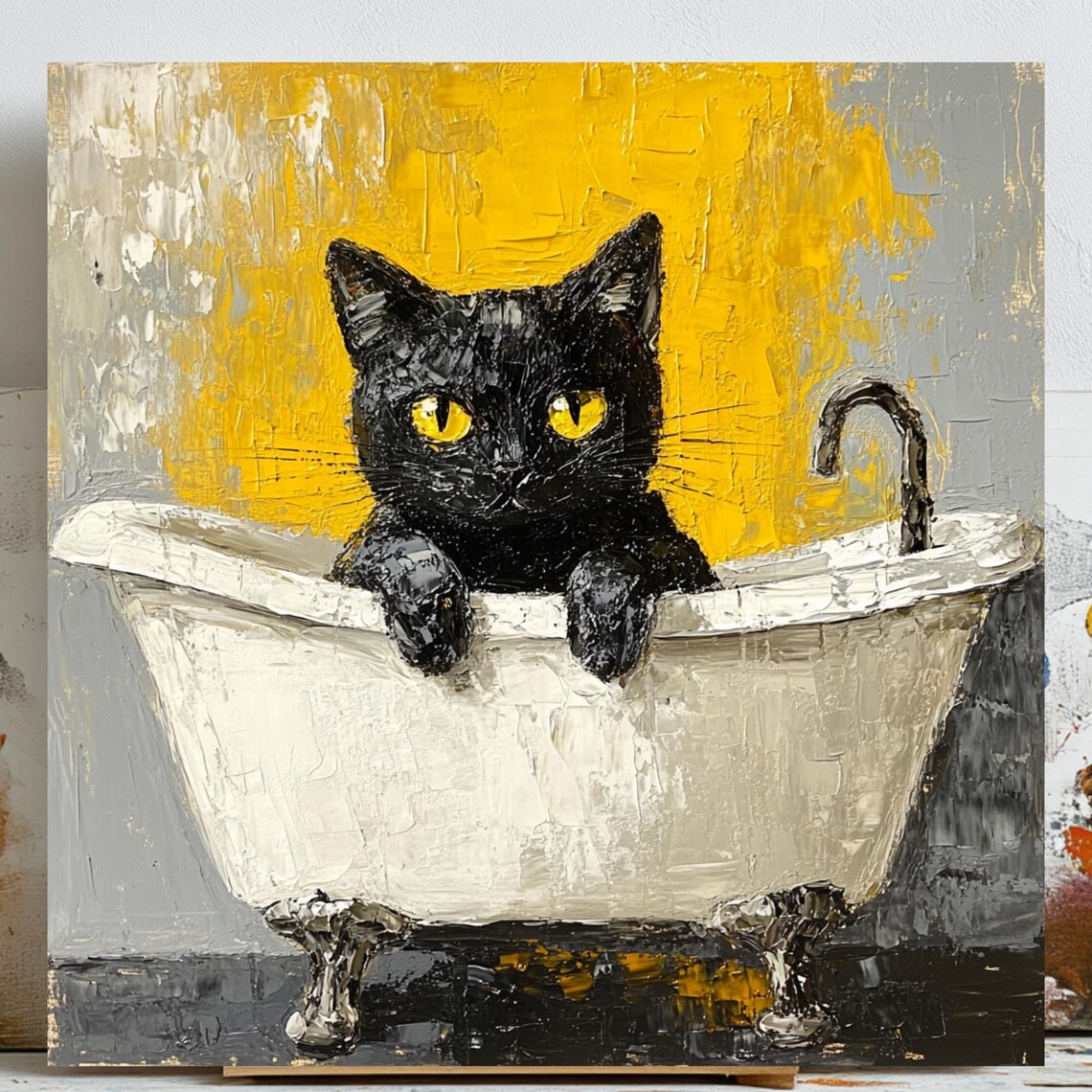 Cat In Bathtub - Maximalist Cat Art Print