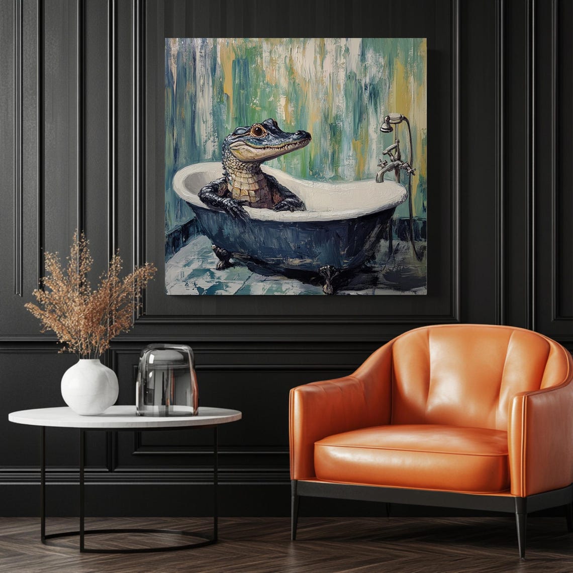 Crocodile In Bathtub Poster, Quirky Bathroom Decor - Image 3