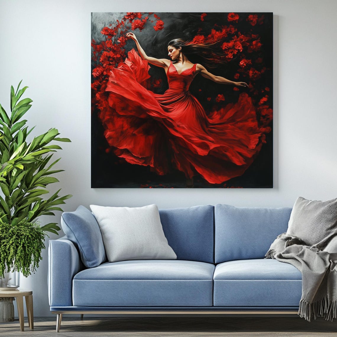 Lady in Red Dress, Dancing Woman Wall Art Print - Image 2