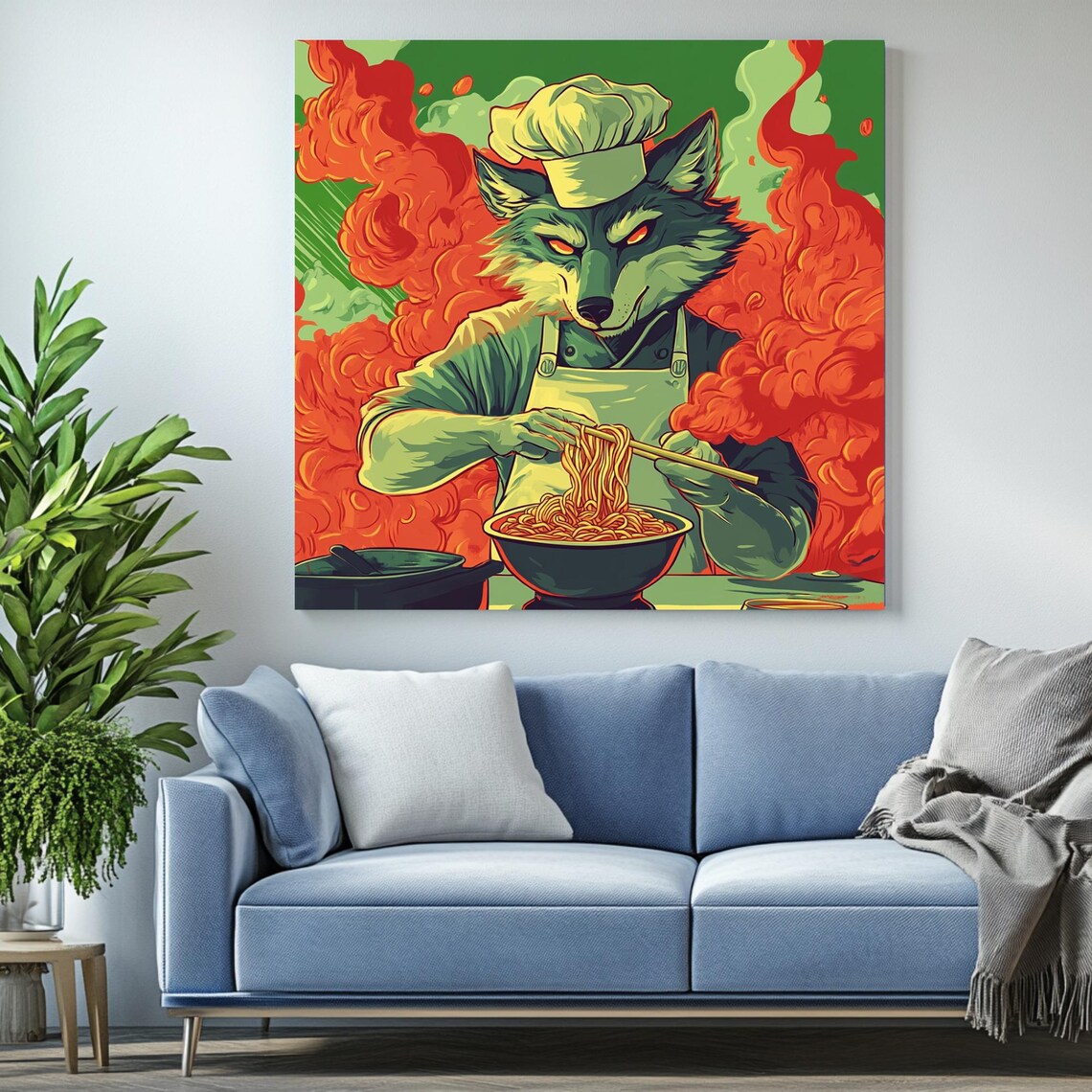 Wolf Culinary Art, Surrealism Whimsical Decor - Image 2