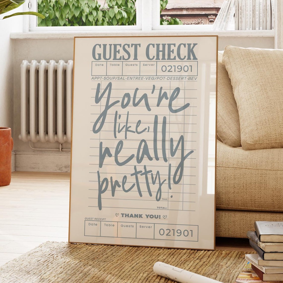 You're Like Really Pretty Cream Guest Check Bar Cart Quote Poster