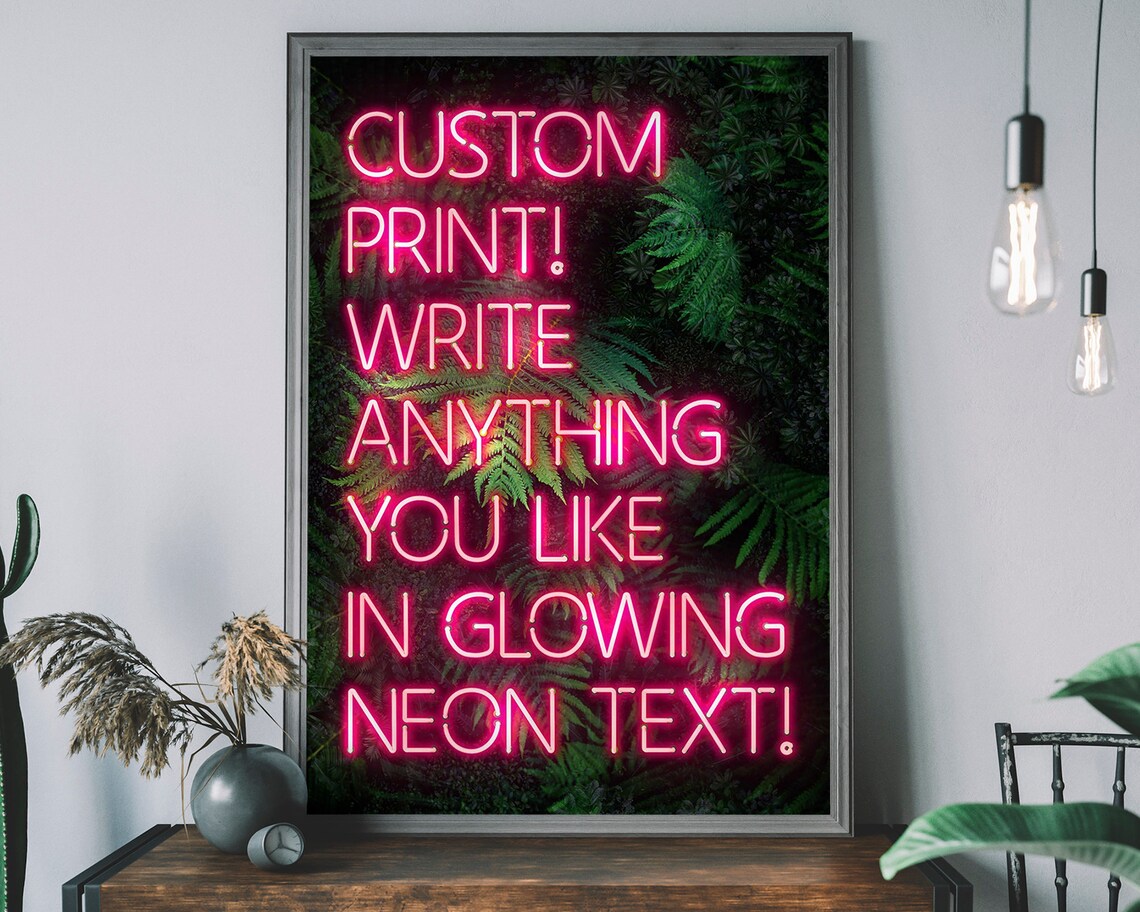 Personalised Pink Neon Tropical Art Print
