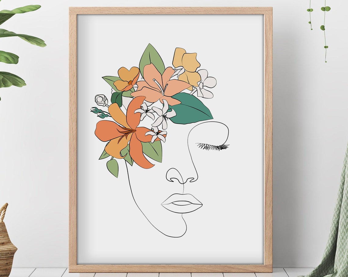 Woman Line Art Print Woman Line Drawing Wall Art Living Room Wall Art Woman Line Draw Illustration Woman Line Art Poster