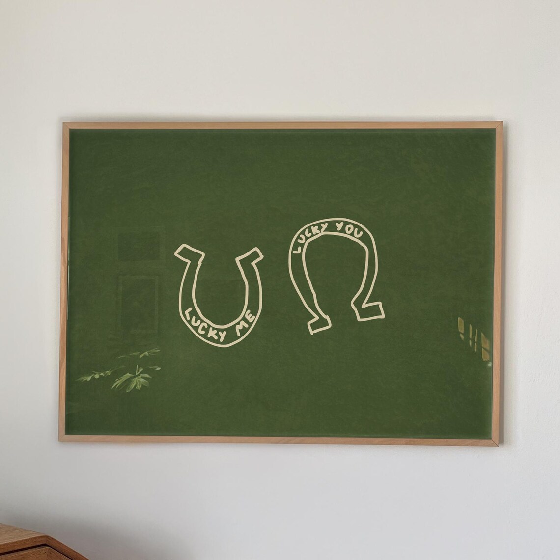 Lucky Me Lucky You Horseshoe Duo Good Luck Green Minimalist Wall Art