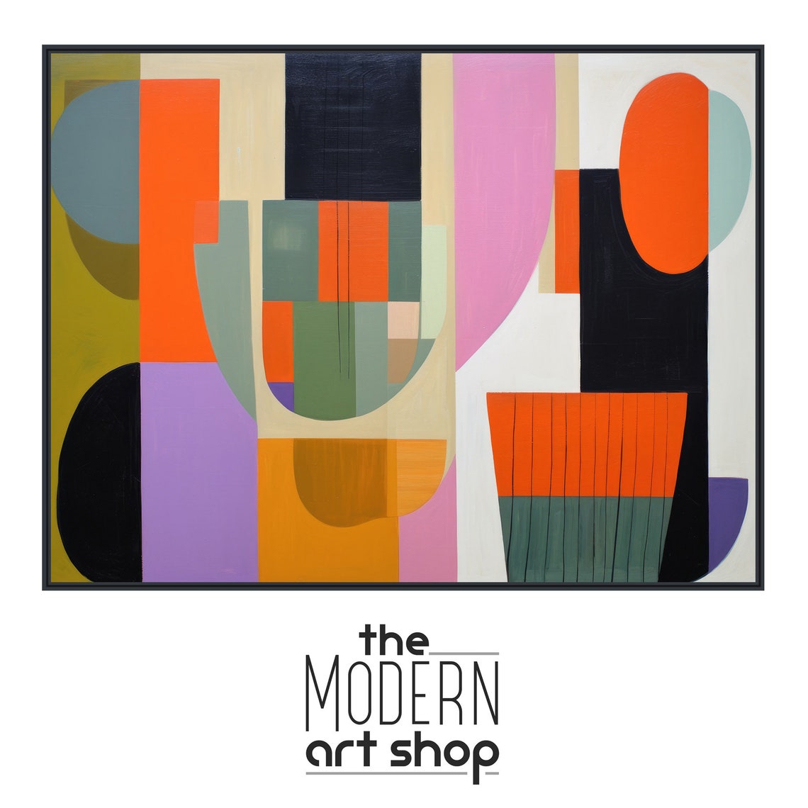 Large Mid Century Wall Art Framed Print Midcentury Modern Abstract Painting Extra Large Geometric Artwork Charmed - Image 4