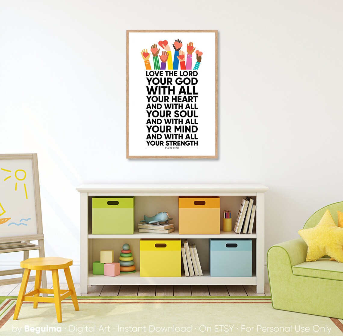 Love The Lord Your God Bible Verse Art Print - Image 4