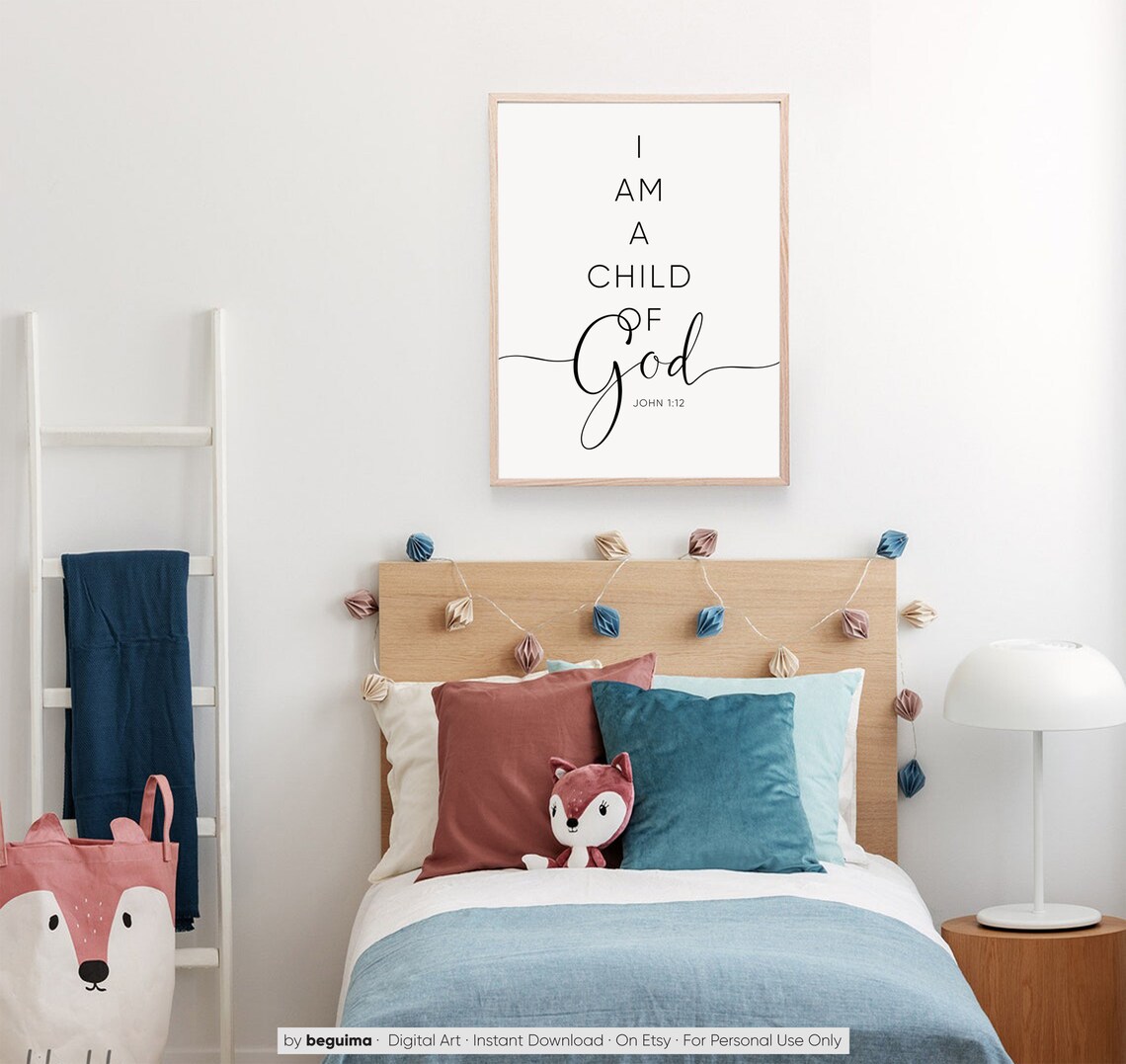 I Am a Child of God Scripture Nursery Art Print - Image 3