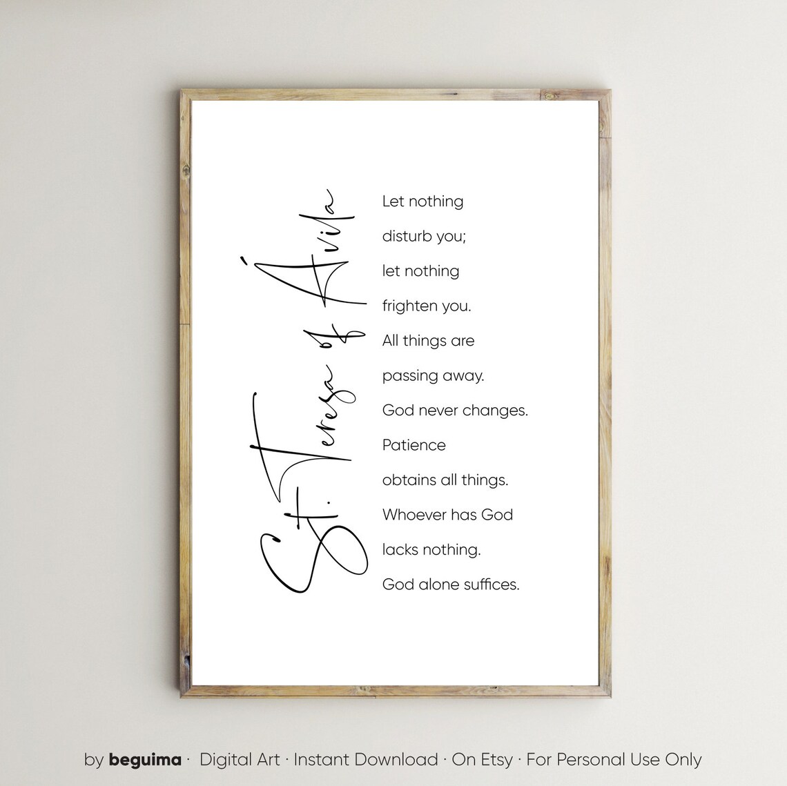 St Teresa Of Avila Christian Prayer Quote Art Print