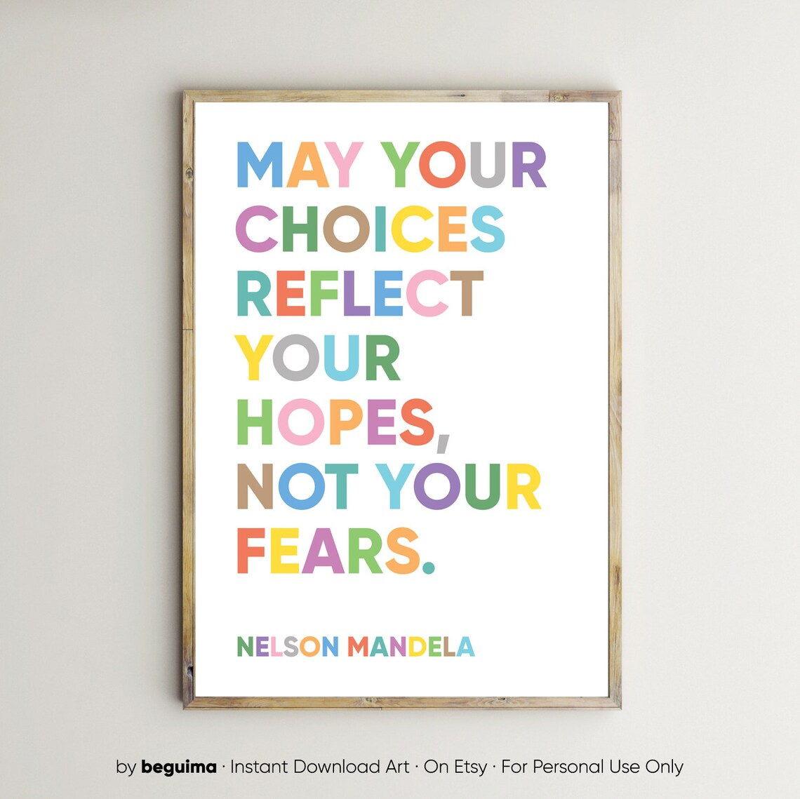 May Your Choices Reflect Your Hopes Nelson Mandela Quote Poster