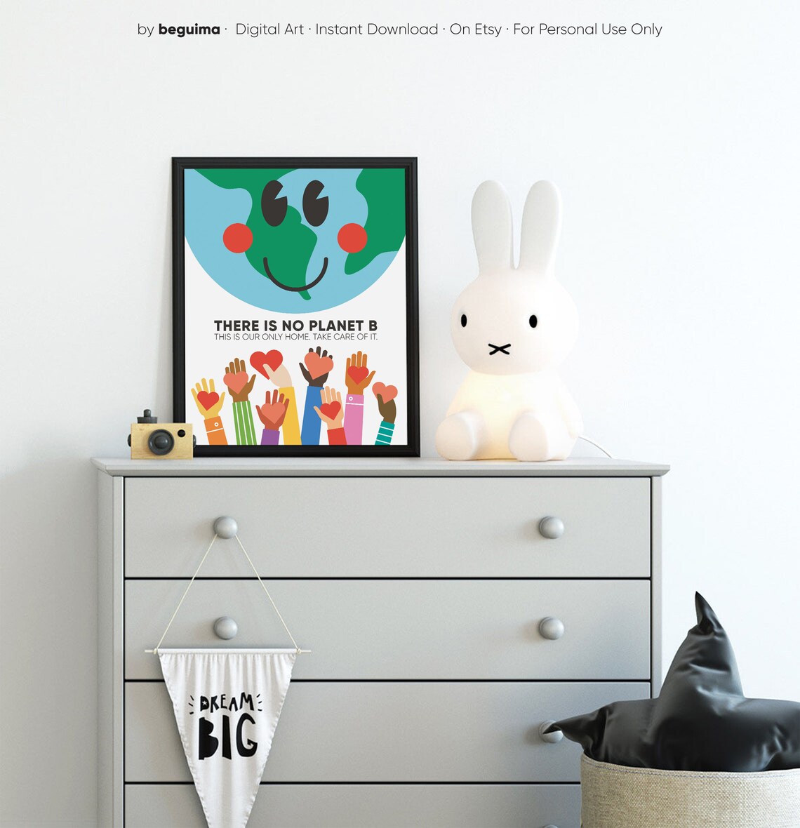 There Is No Planet B Earth Smiling Planet Environmental Classroom Poster - Image 2