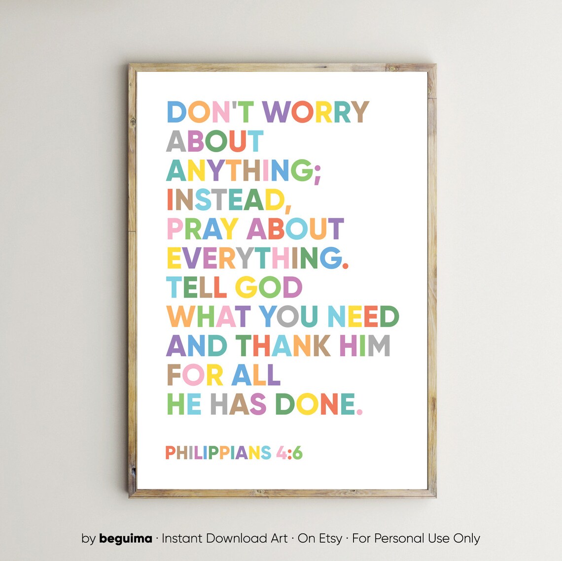 Philippians 4:6 Christian Scripture Art Print
