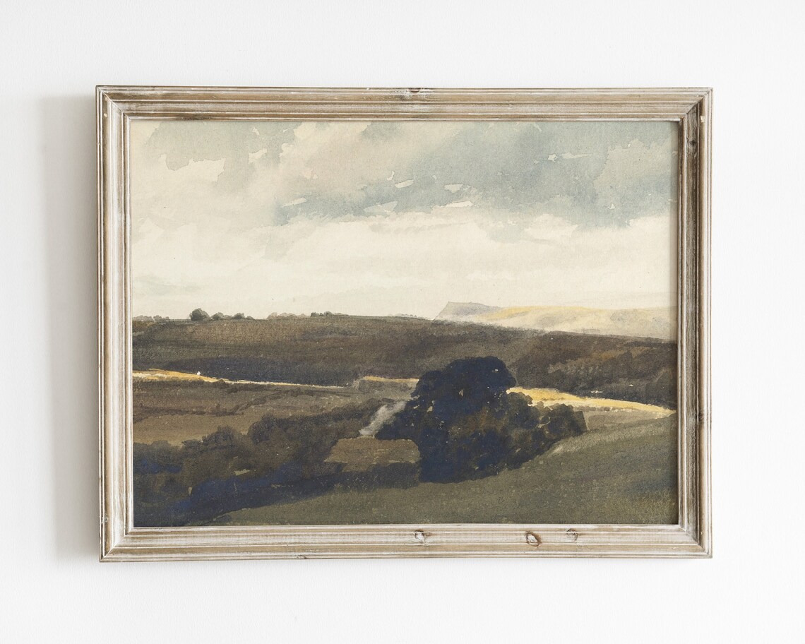 Vintage Country Landscape Art Print, Antique Style