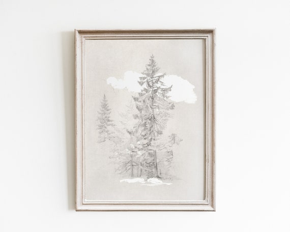 Vintage Tree Sketch Art Print, Antique Botanical Drawing