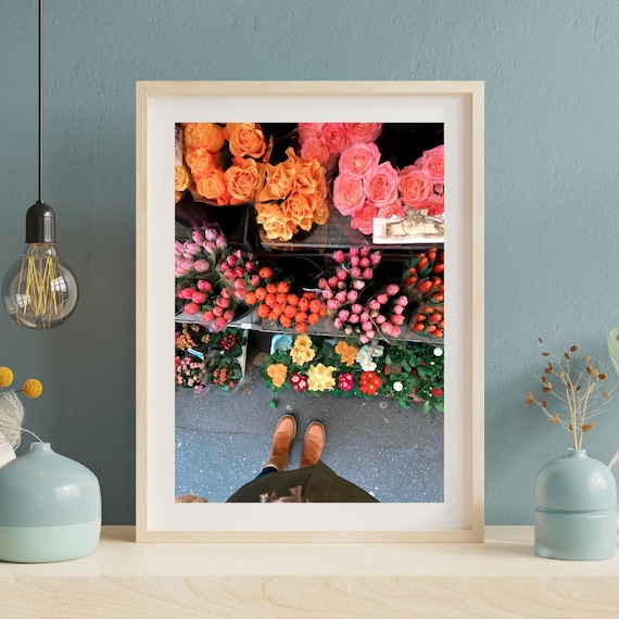 Paris Flower Market Travel Poster, Floral Photography
