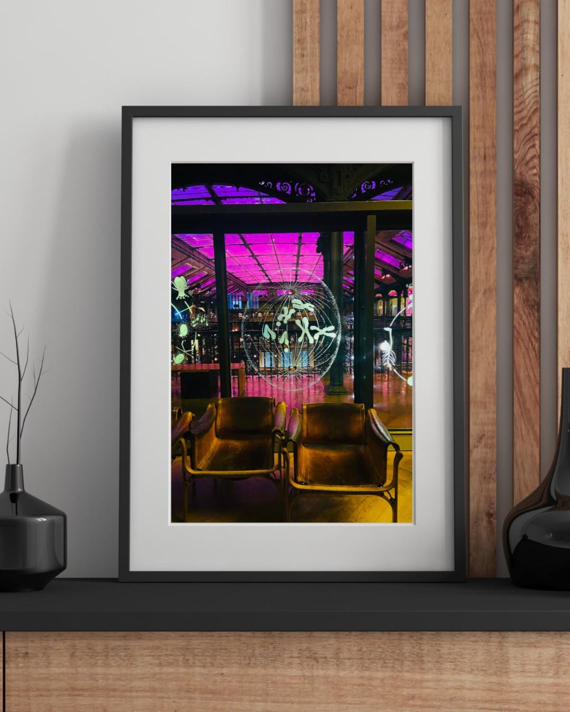 Paris Natural History Museum Neon Glass Hall Photo Print Decor
