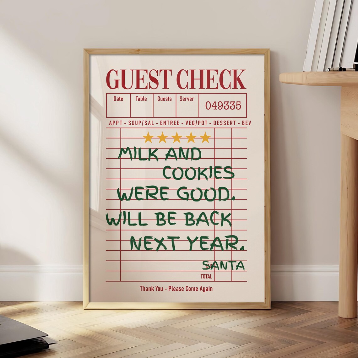 Cookies Were Good Guest Check Art Print, Retro Christmas
