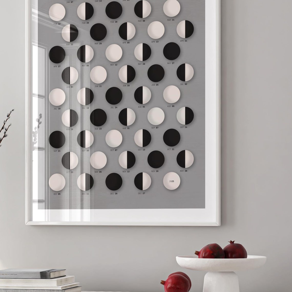 2025 Moon Phase Calendar Poster with Monthly Lunar Cycle Chart - Image 3