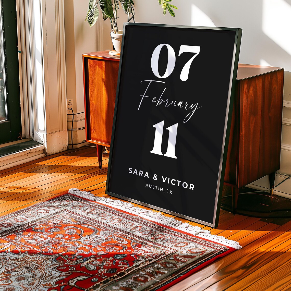 Custom Special Date Anniversary Print with Couple Names and Quote - Image 4