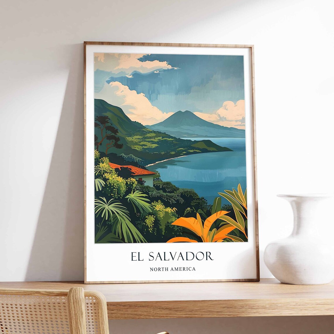 El Salvador Tropical Coast And Volcano North America Travel Poster