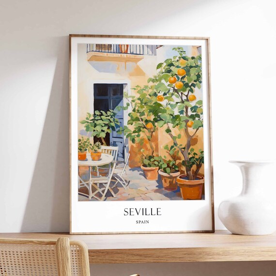 Seville Poster Spain Andalusia Flamenco Spanish Architecture European Travel Decor