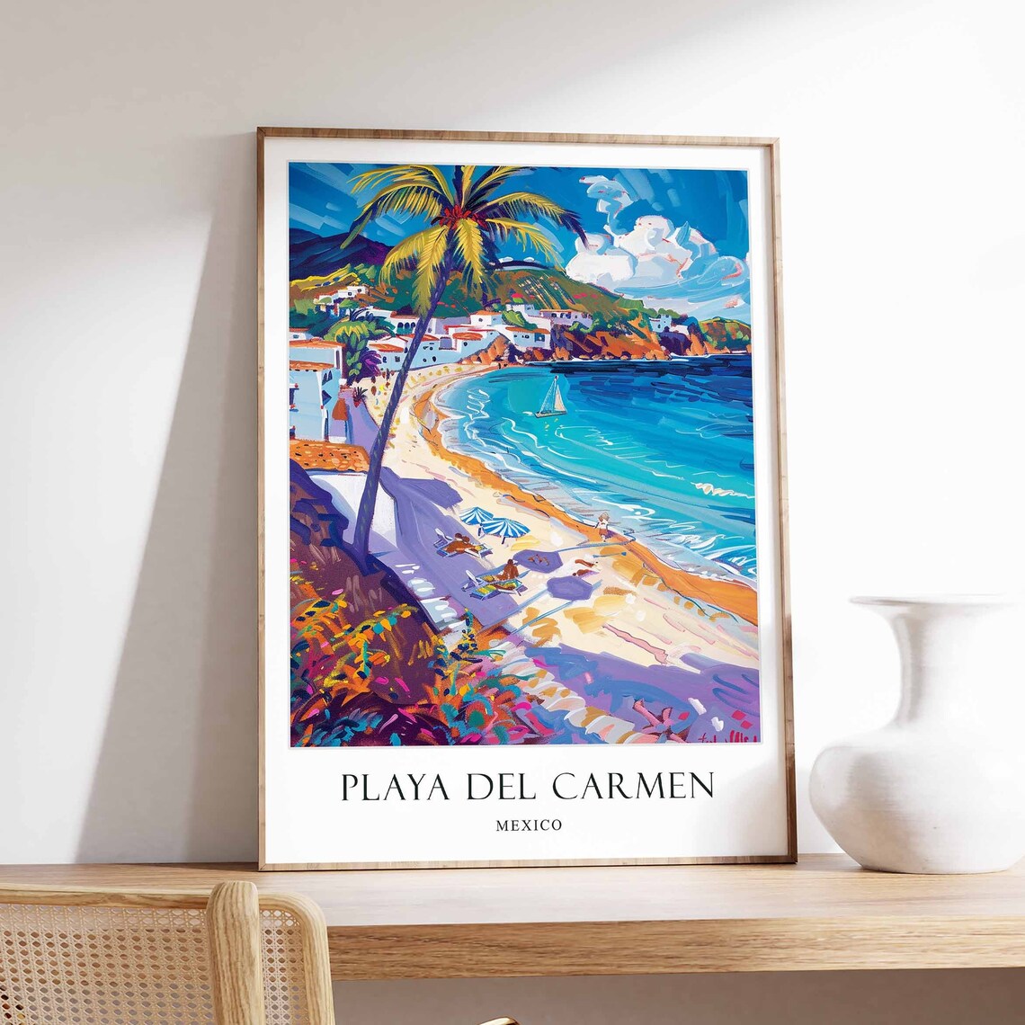 Playa del Carmen Mexico Caribbean Beach Palm Paradise Poster