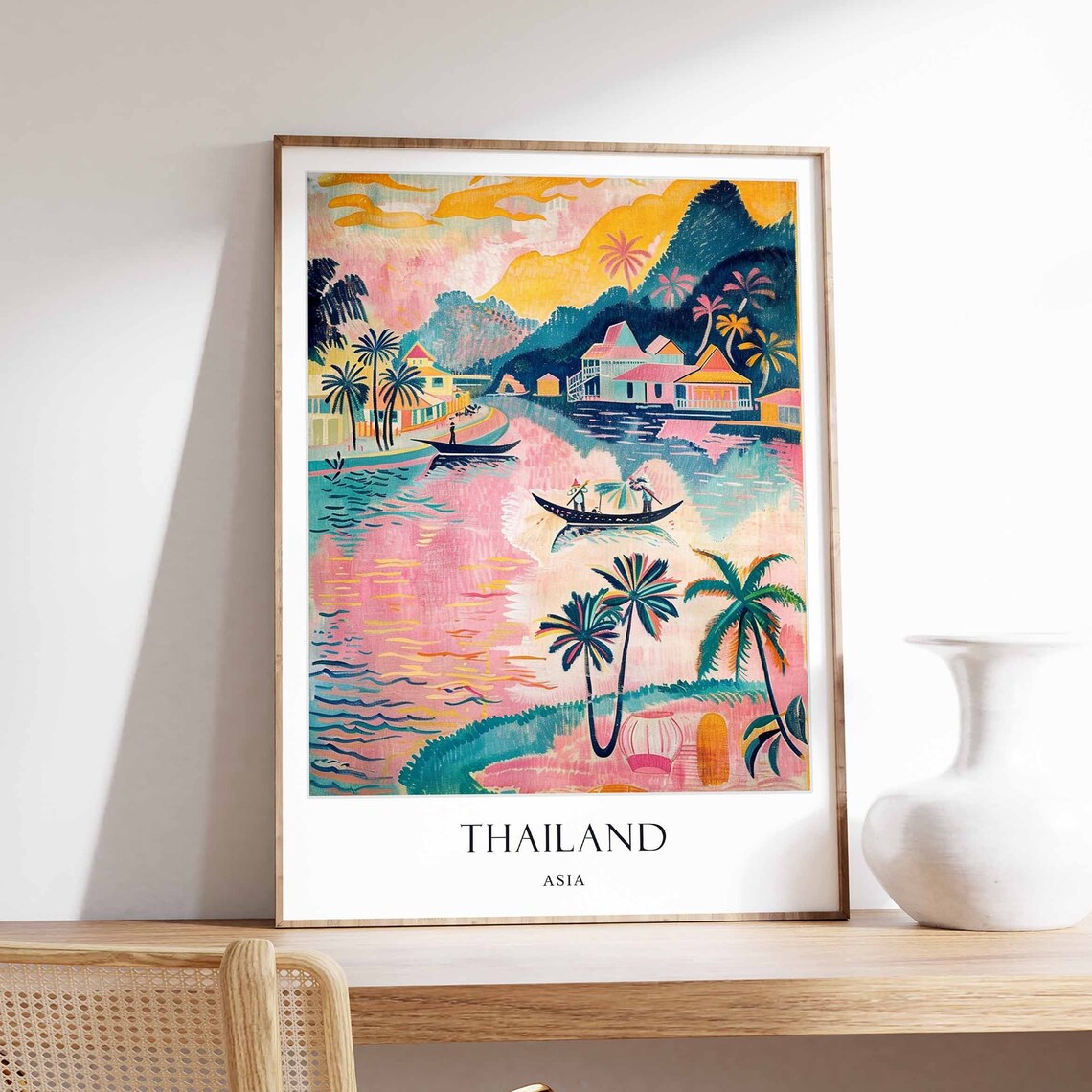 Thailand Travel Poster, Bangkok Phuket Asia Decor