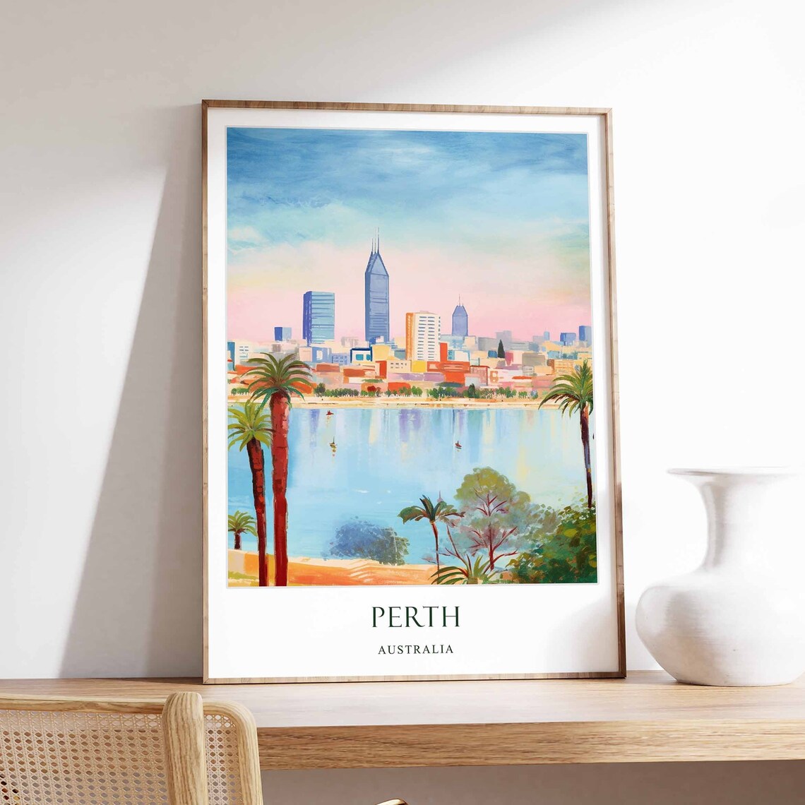 Perth Australia Travel Poster, Western Wall Decor